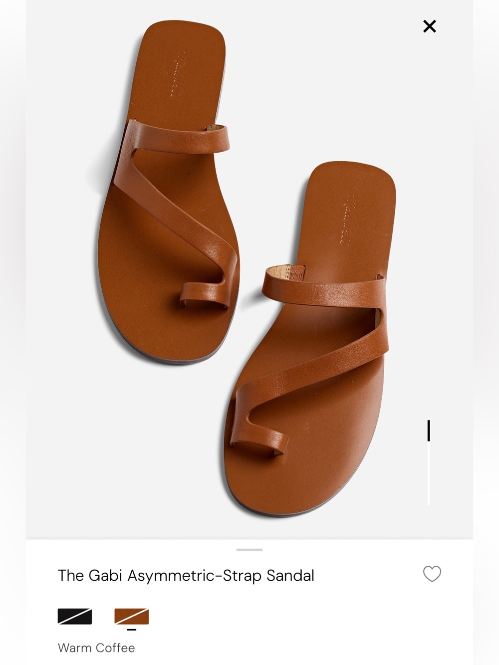 The Gabi Asymmetric-Strap Sandal — Warm Coffee